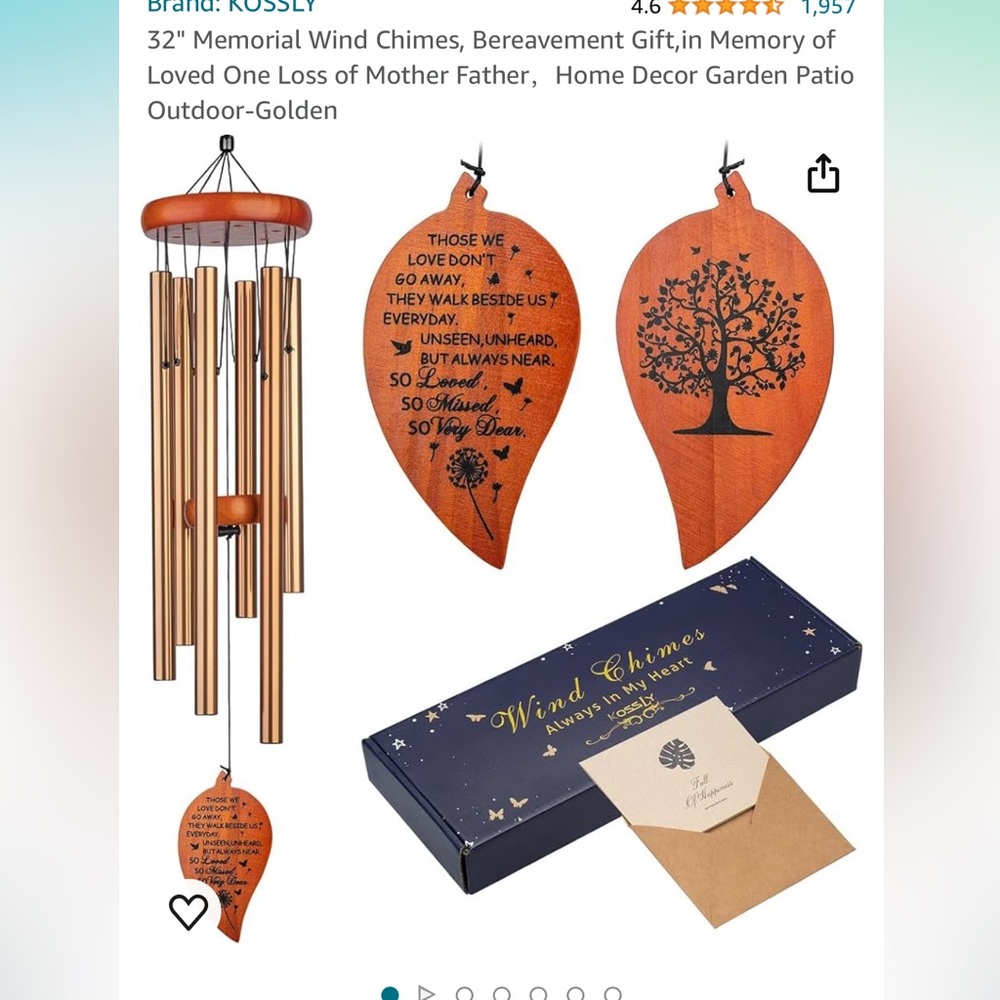 26 inch wind chimes for someone who loss their dad